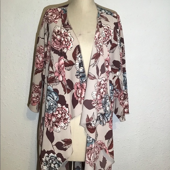 Lularoe long floral open front duster/cardigan - Picture 5 of 8